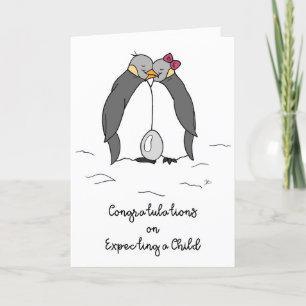 Gefeliciteerd met de verwachte baby Cute Pinguïns  Kaart