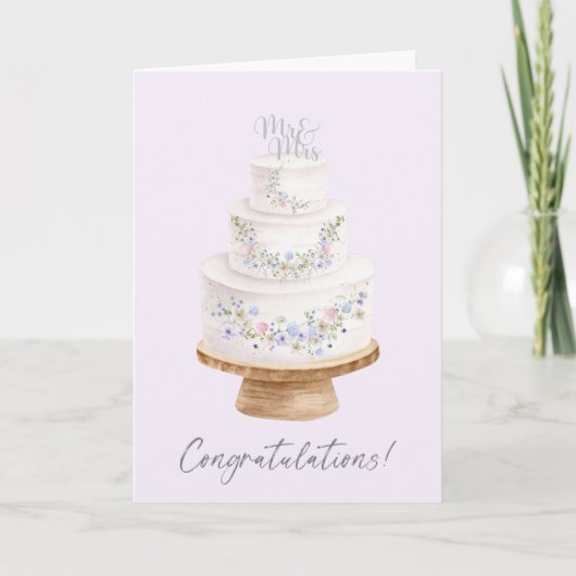 Gefeliciteerd met de Wildflower bruidstaart Kaart (Voorkant)