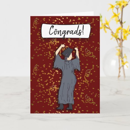 Gefeliciteerd met een Afstuderen Confetti Kaart (Gele Bloem)