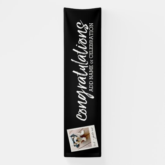 Gefeliciteerd met één foto- en aangepaste tekst spandoek (Verticaal)