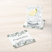 Gefeliciteerd met Eucalyptus Greenery Floral Vierkante Kartonnen Onderzetter (Insitu)