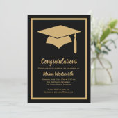 Gefeliciteerd met Faux Gold/Black Afstudeerder Uit Kaart (Staand voorkant)