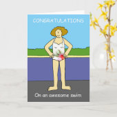 Gefeliciteerd met Geweldige zwemmen Kaart (Gele Bloem)