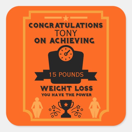 Gefeliciteerd met gewichtsverlies vierkante sticker (Voorkant)