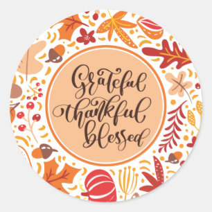 Gefeliciteerd met Gezegende Happy Thanksgiving-Her Ronde Sticker
