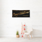 Gefeliciteerd met Gold Confetti op Black Spandoek (Insitu)