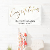 Gefeliciteerd met Gold Handwriting Typografie Spandoek (Insitu)