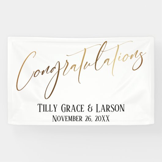 Gefeliciteerd met Gold Handwriting Typografie Spandoek (Horizontaal)