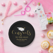 Gefeliciteerd met het Afstudeerder Gold Glitter Af Papieren Bordje (Feest)