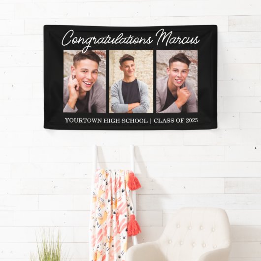 Gefeliciteerd met het Afstuderen Black 3 Photo Par Spandoek (Insitu)