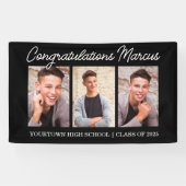 Gefeliciteerd met het Afstuderen Black 3 Photo Par Spandoek (Horizontaal)