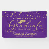 Gefeliciteerd met het Afstuderen goud en Paarse Spandoek (Horizontaal)