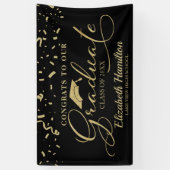 Gefeliciteerd met het Afstuderen goud en zwart Spandoek (Verticaal)