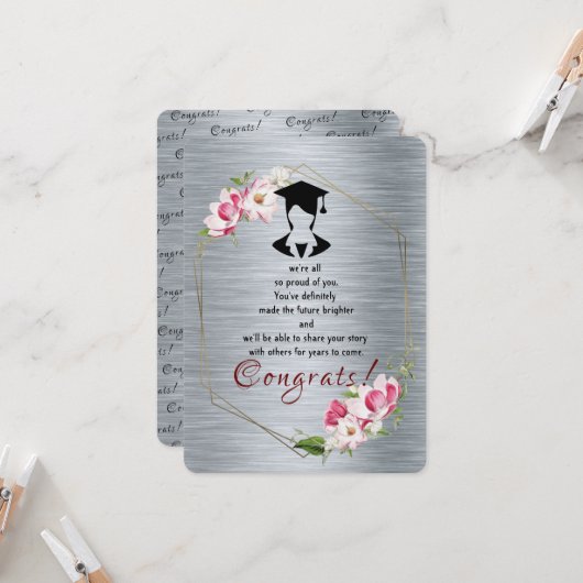 Gefeliciteerd met het afstuderen kaart (Voorkant / Achterkant in situ)