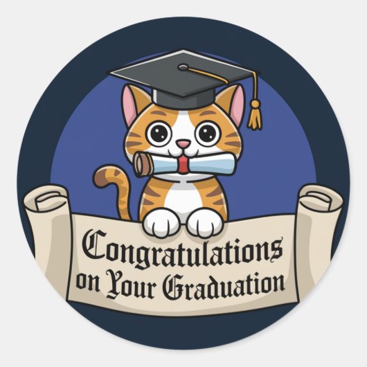 Gefeliciteerd met het afstuderen ronde sticker (Voorkant)