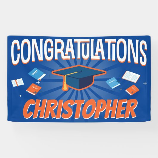 Gefeliciteerd met het Afstuderen van de Modern Blu Spandoek (Horizontaal)