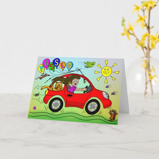 Gefeliciteerd met het behalen van je rijexamen kaart (Gele Bloem)