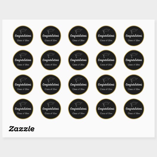 Gefeliciteerd met het Black White Gold Class Afstu Ronde Sticker (Vel)