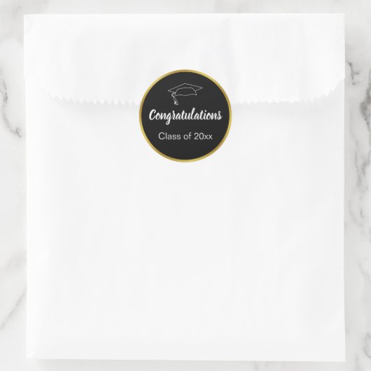 Gefeliciteerd met het Black White Gold Class Afstu Ronde Sticker (Tas)