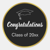 Gefeliciteerd met het Black White Gold Class Afstu Ronde Sticker (Voorkant)
