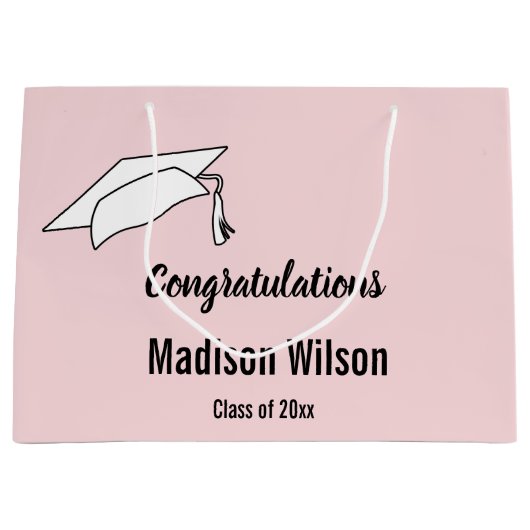 Gefeliciteerd met het Bleke roze en zwarte Afstude Groot Cadeauzakje (Voorkant)