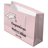 Gefeliciteerd met het Bleke roze en zwarte Afstude Groot Cadeauzakje (Voorkant Gekanteld)