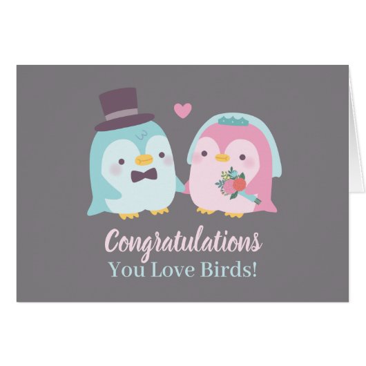 Gefeliciteerd met het huwelijk Penguin Groom en Br (Voorkant Horizontaal)