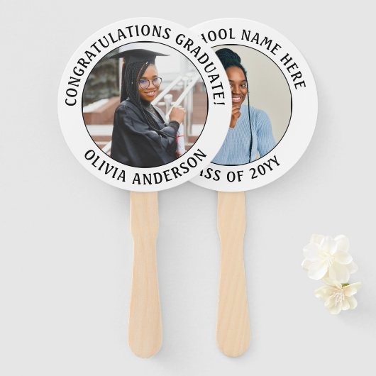 Gefeliciteerd met het moderne 2 foto Afstuderen Af Handwaaier (Voorkant en achterkant)