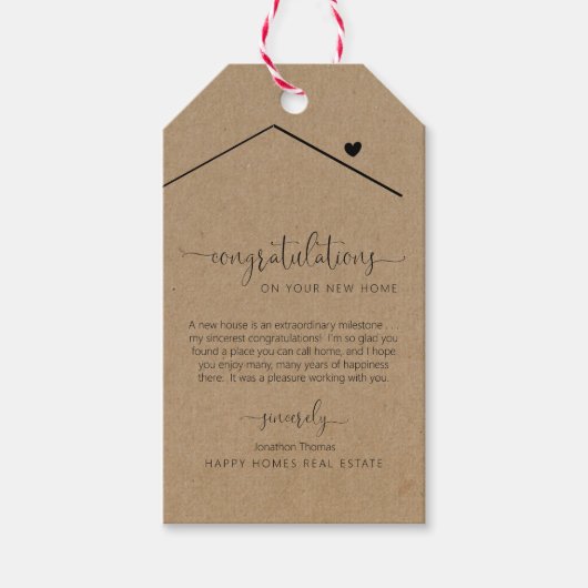 Gefeliciteerd met het New Home Realtor Gift Label Cadeaulabel (Voorkant)