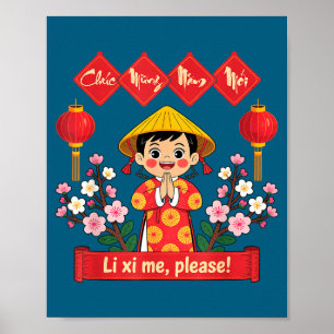 Gefeliciteerd met het nieuwe jaar 2026 Meisje Viet Poster