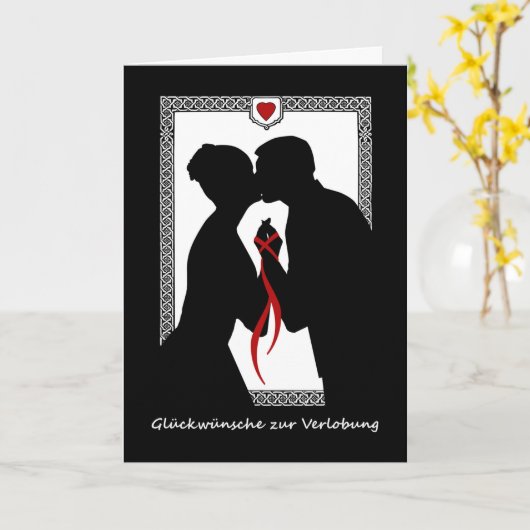 Gefeliciteerd met het Verloving in het Duitse kopp Kaart (Gele Bloem)