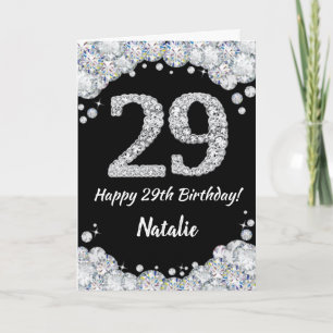 Gefeliciteerd met je 29e verjaardag Zwart en Zilve Kaart