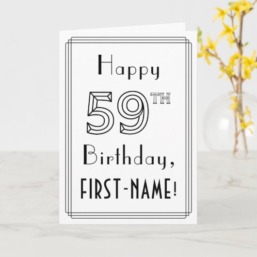 Gefeliciteerd met je 59e verjaardag, Art Deco stij Kaart (Gele Bloem)