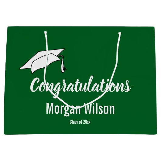 Gefeliciteerd met je Afstuderen donkergroen en wit Groot Cadeauzakje (Voorkant)