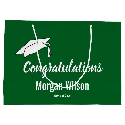 Gefeliciteerd met je Afstuderen donkergroen en wit Groot Cadeauzakje (Achterkant)