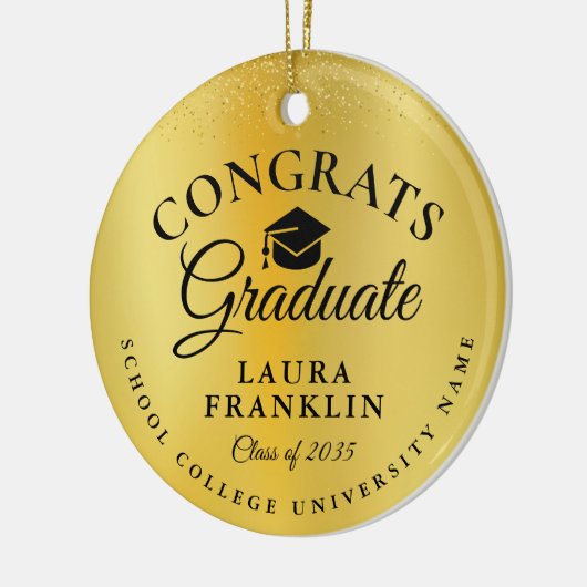 Gefeliciteerd met je afstuderen Gouden Glitter Fol Keramisch Ornament (Links)