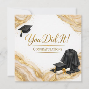 Gefeliciteerd met je afstuderen kaart Marmer Gou