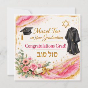 Gefeliciteerd met je afstuderen kaart Roze Goud