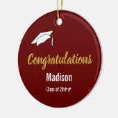 Gefeliciteerd met je Afstuderen naam op Dark Red Keramisch Ornament (Links)