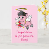 Gefeliciteerd met je Afstuderen Pig Angel Kaart (Gele Bloem)