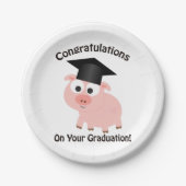 Gefeliciteerd met je Afstuderen! Varkens Papieren Bordje (Voorkant)