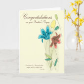 Gefeliciteerd met je bachelor met bloemen kaart (Gele Bloem)