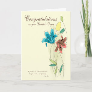 Gefeliciteerd met je bachelor met bloemen kaart