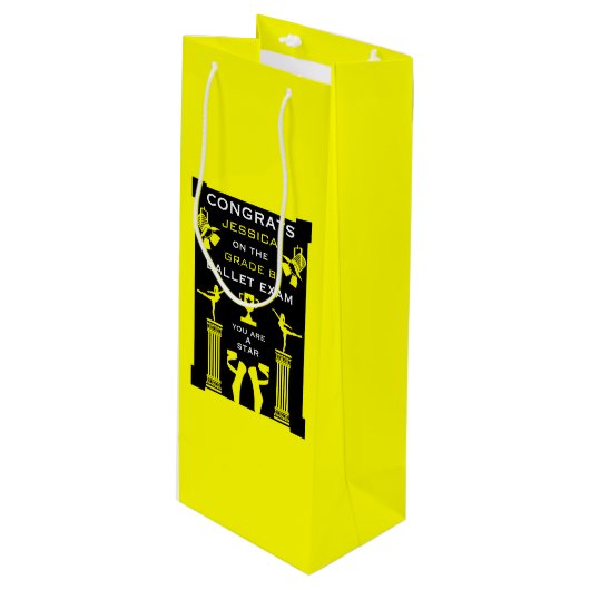 Gefeliciteerd met je balletdans wijn cadeautas (Voorkant Gekanteld)