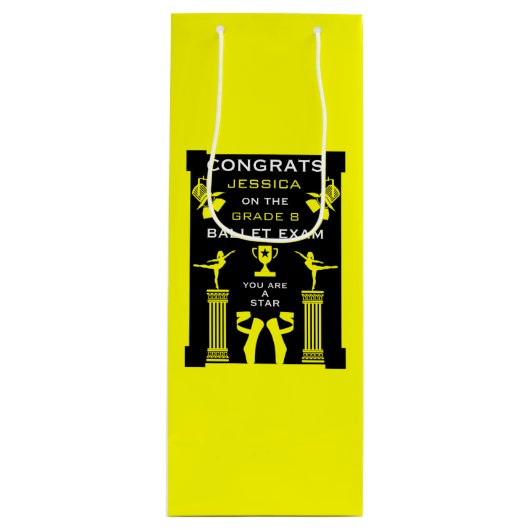 Gefeliciteerd met je balletdans wijn cadeautas (Voorkant)