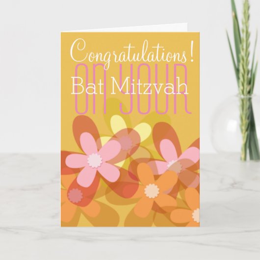 Gefeliciteerd met je Bat Mitswa bloemstuk Kaart (Voorkant)