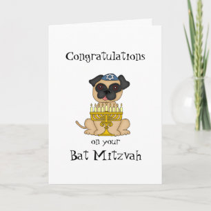 Gefeliciteerd met je Bat Mitswa-Pug hond Kaart