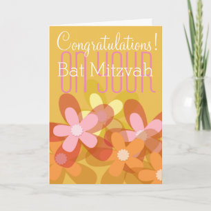 Gefeliciteerd met je Bat Mitzvah floral Kaart