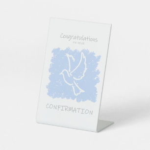 Gefeliciteerd met je blauwe bevestiging reclamebord met voetstuk