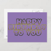 Gefeliciteerd met je Bleke Paarse gouden typografi Briefkaart (Voorkant / Achterkant)